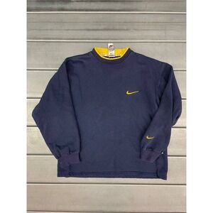 Vintage Nike Crewneck Sweater Mens Large Navy Back Center Swish Made In‎ USA